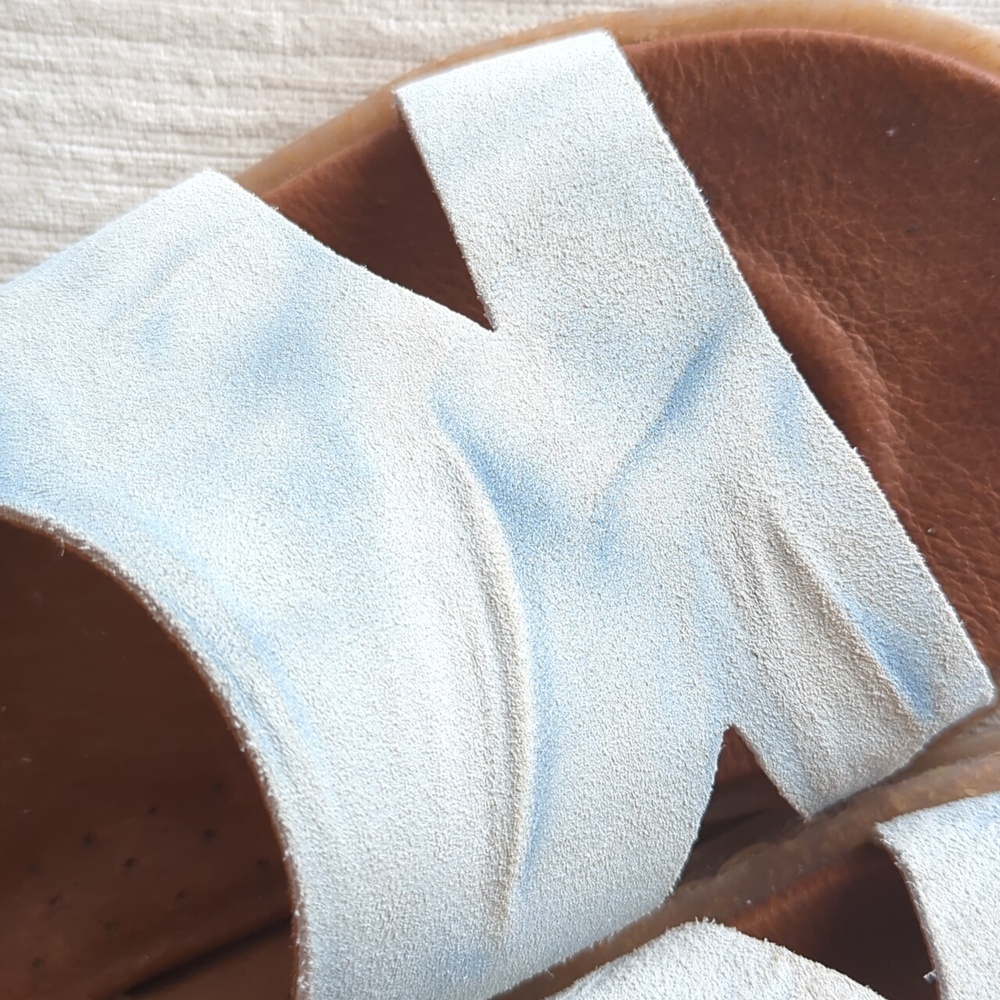 Born Carah Suede Leather Comfort Sandals 7 / 38 Light Blue - Picture 14 of 16